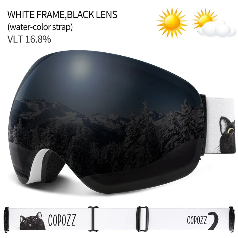 COPOZZ Winter Sports Ski Goggles UV400 Protection Ski Mask Male Female Anti-Fog Big Face Snow Glasses Skiing Snowboard Eyewear