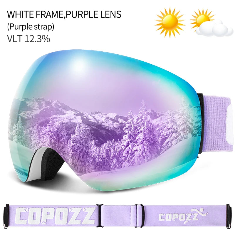 COPOZZ Winter Sports Ski Goggles UV400 Protection Ski Mask Male Female Anti-Fog Big Face Snow Glasses Skiing Snowboard Eyewear