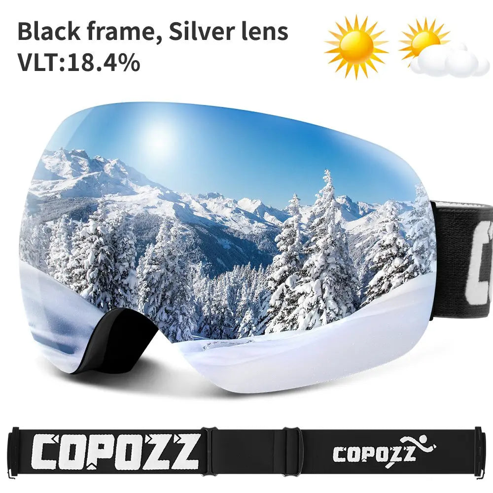 COPOZZ Winter Sports Ski Goggles UV400 Protection Ski Mask Male Female Anti-Fog Big Face Snow Glasses Skiing Snowboard Eyewear