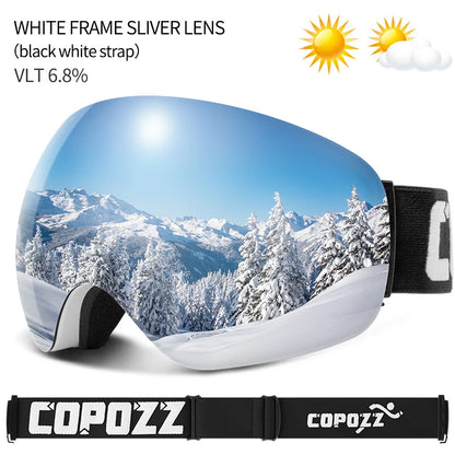 COPOZZ Winter Sports Ski Goggles UV400 Protection Ski Mask Male Female Anti-Fog Big Face Snow Glasses Skiing Snowboard Eyewear