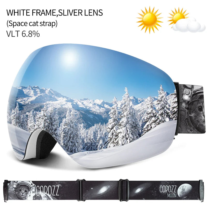 COPOZZ Winter Sports Ski Goggles UV400 Protection Ski Mask Male Female Anti-Fog Big Face Snow Glasses Skiing Snowboard Eyewear