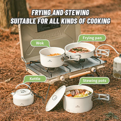 Naturehike Camping Tableware Pots Cookware Portable Combination Pots and Cutlery 3-7 Persons Cookers Outdoor Picnic Camping Gear