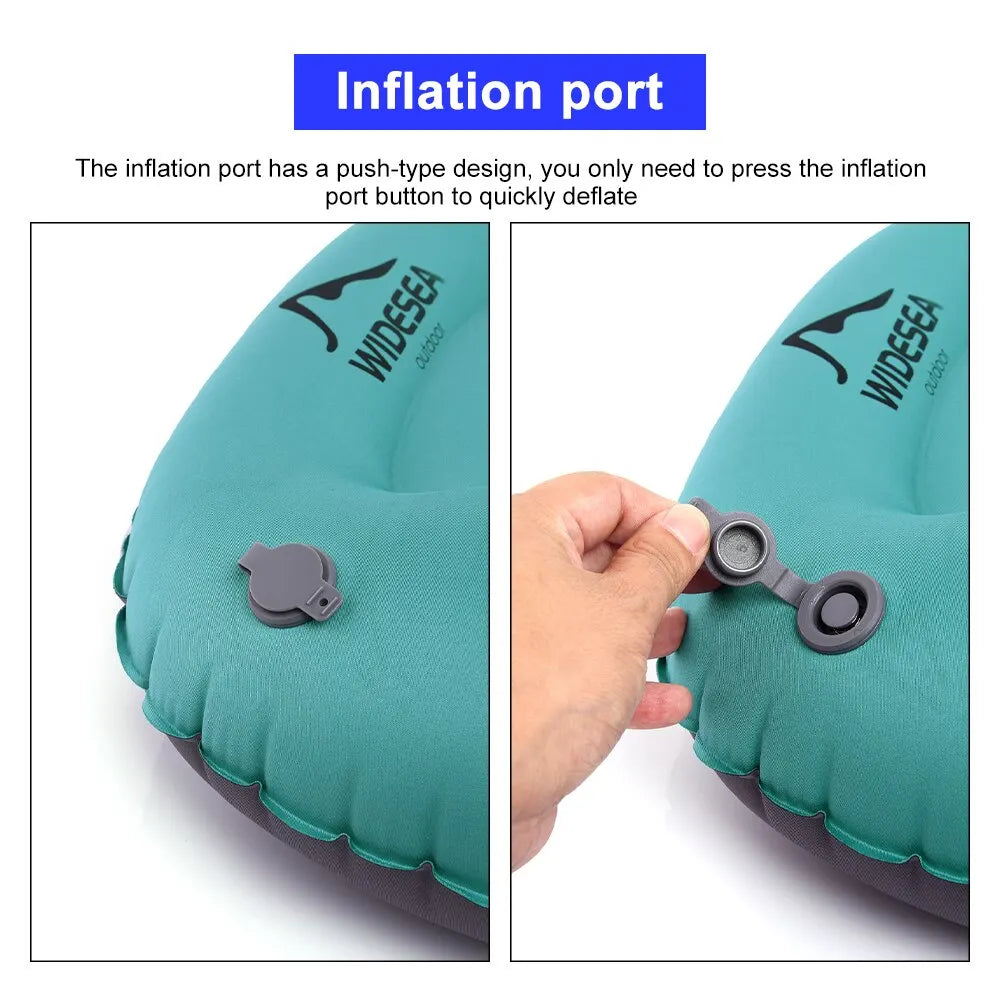 Widesea Portable Inflatable Pillow Camping Equipment Compressible Folding Air Cushion Outdoor Protective Tourism Sleeping Gear