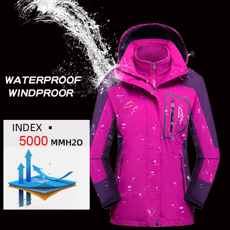 Winter Women's Ski Suit Warm Waterproof Outdoor Sports Snow 2 in 1 Jackets and Pants Female Hot Ski Equipment Snowboard Jacket