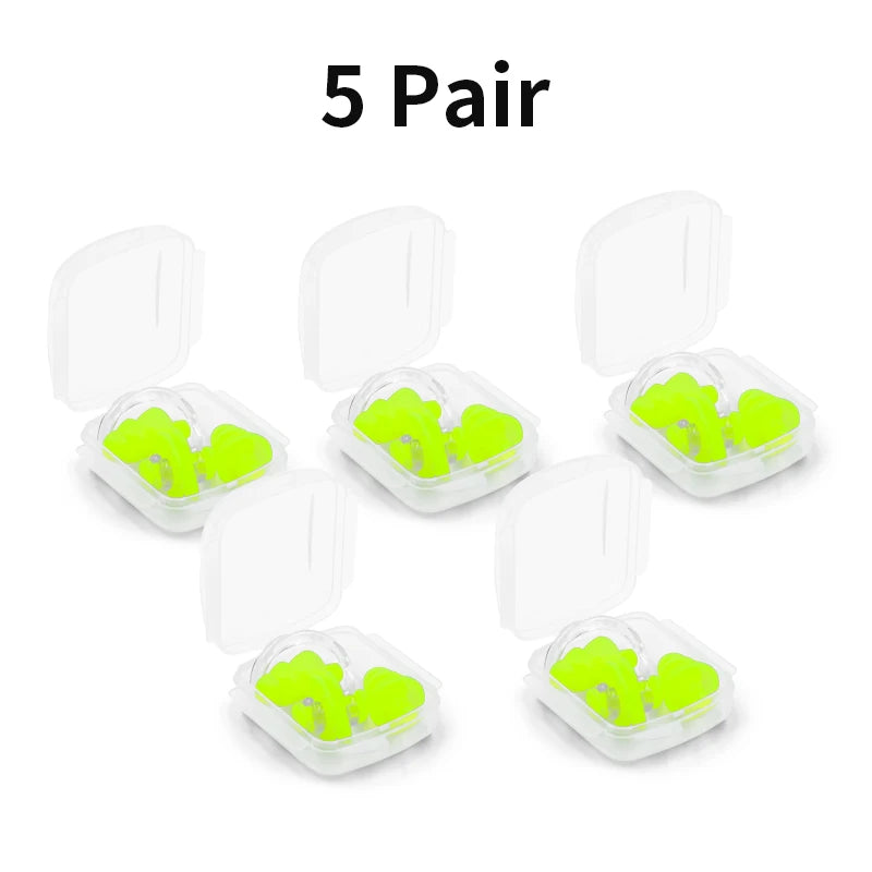 1/5 Pcs Waterproof Soft Silicone Swim Earplugs Nose Clip Set Reusable Swimming Accessories