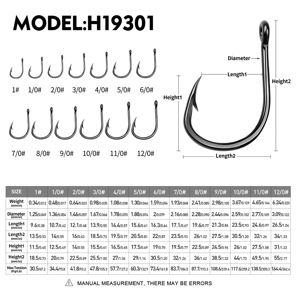 10Pcs/lot High Carbon Steel Fishhook with Barb