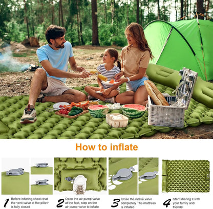 Double Inflatable Sleeping Pad with Pillow