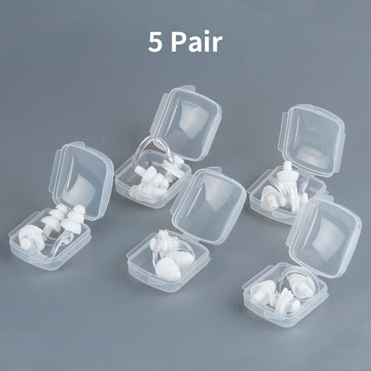 1/5 Pcs Waterproof Soft Silicone Swim Earplugs Nose Clip Set Reusable Swimming Accessories