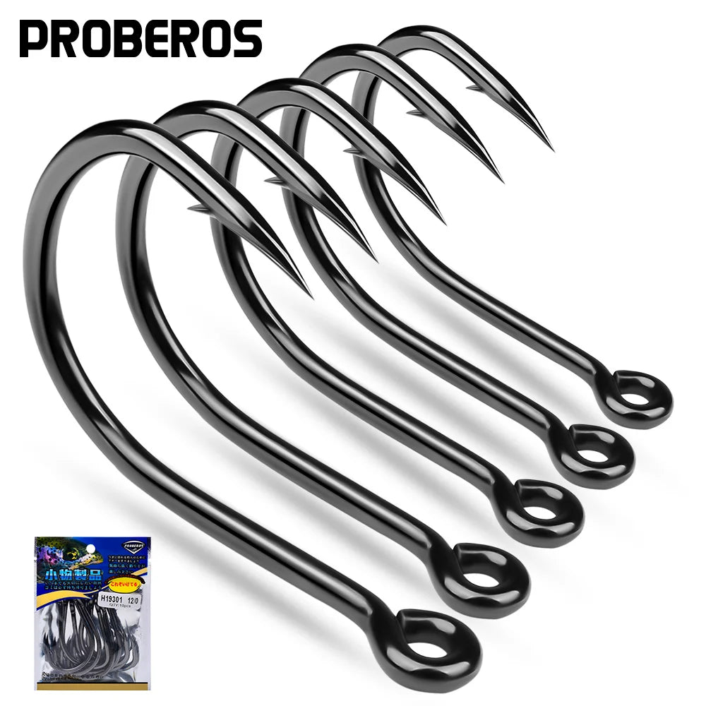 10Pcs/lot High Carbon Steel Fishhook with Barb