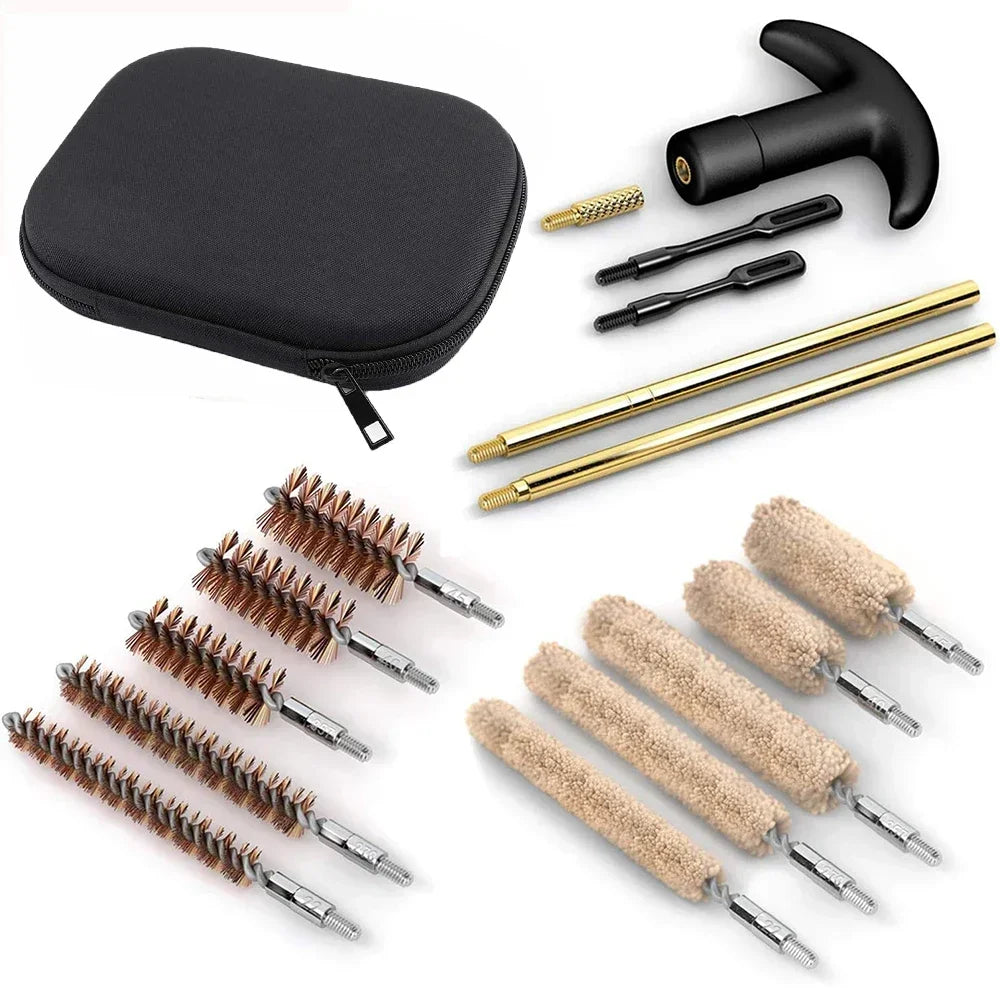 16Pcs/set Tactical Gun Cleaning Kit Universal Handgun Pistol Brass Rod for .22/9mm/.40/357 Caliber Barrel Cleaning Kit