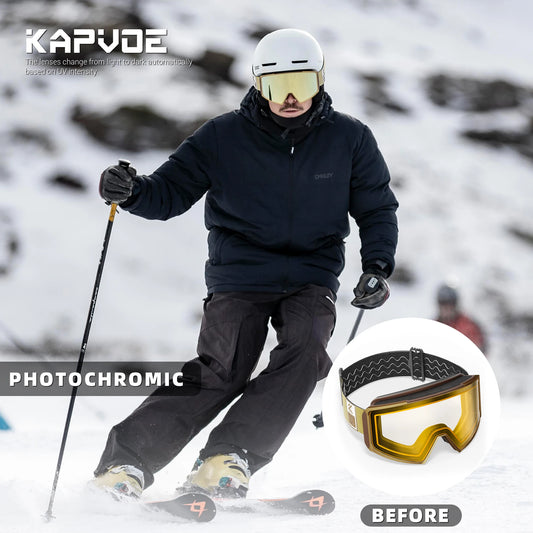 2024 Outdoor Photochromic Ski Goggles Men Snowboard Glasses Women Winter Snow Sunglasses UV400 Magnetic Attraction Lens