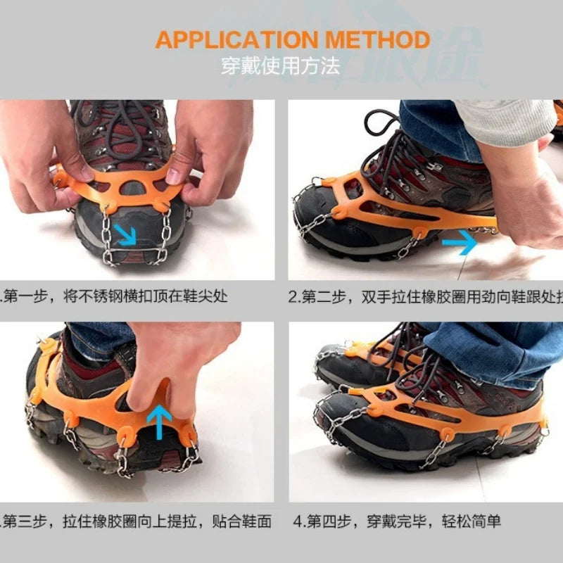 10/8 Teeth Steel Ice Gripper Spike for Shoes Anti Slip Climbing Hiking Snow Spikes Crampons Cleats Grips Boots Cover crampons