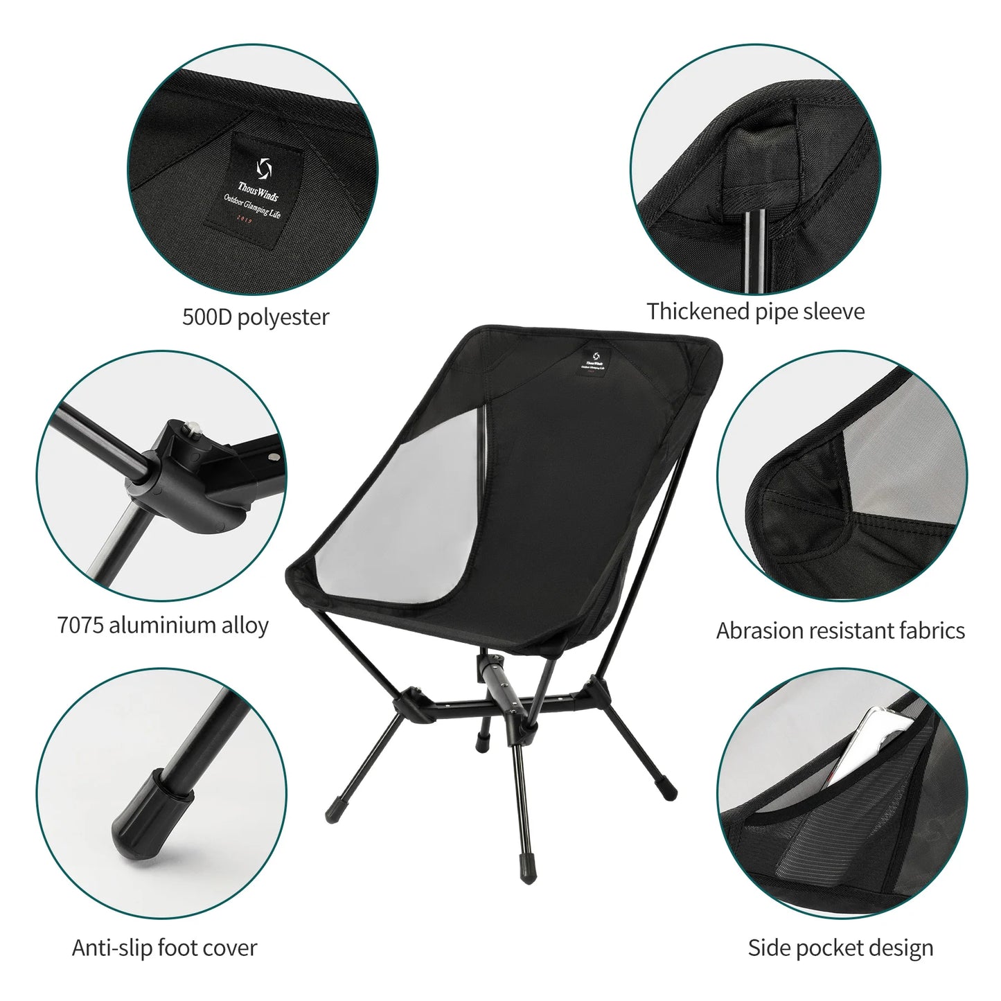 Thous Winds Adult/Child Ultralight Outdoor Camping Chair Relaxing Chair Hiking Fishing Chair with Storage Bag Camp Gear Supplies