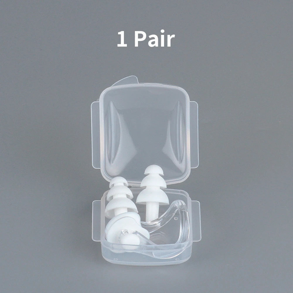 1/5 Pcs Waterproof Soft Silicone Swim Earplugs Nose Clip Set Reusable Swimming Accessories