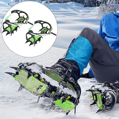 1 Pair 14 Teeth Ice Crampons Anti Slip Shoe Grips Spikes Cleats for Outdoor Snow Hiking Climbing Shoe Grip Spike Non-slip Spikes