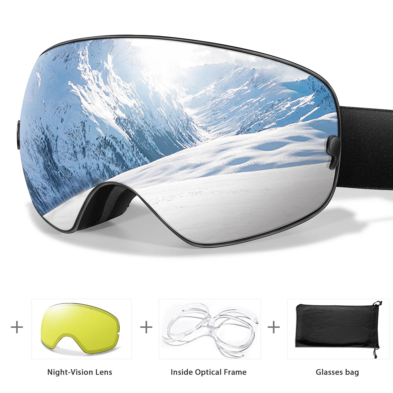 SKI Goggles Anti-Fog Snowboard UV400 Outdoor Sports Snowmobile Ski Mask Men Women glasses with Replacement Lens Free Gifts