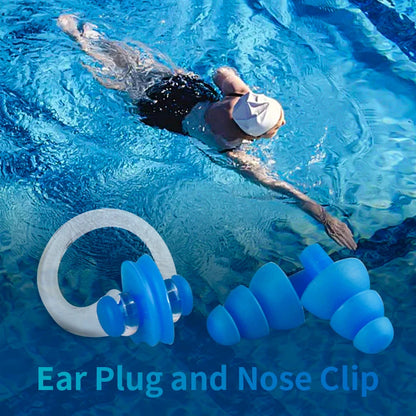 1/5 Pcs Waterproof Soft Silicone Swim Earplugs Nose Clip Set Reusable Swimming Accessories