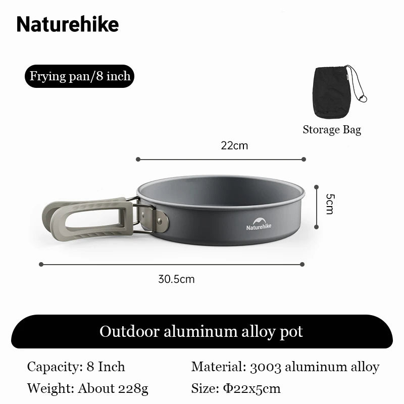 Naturehike Camping Cookware Set Outdoor Pot Tableware Kit Cooking Water Kettle Pan Travel Cutlery Utensils Hiking Picnic Tourist