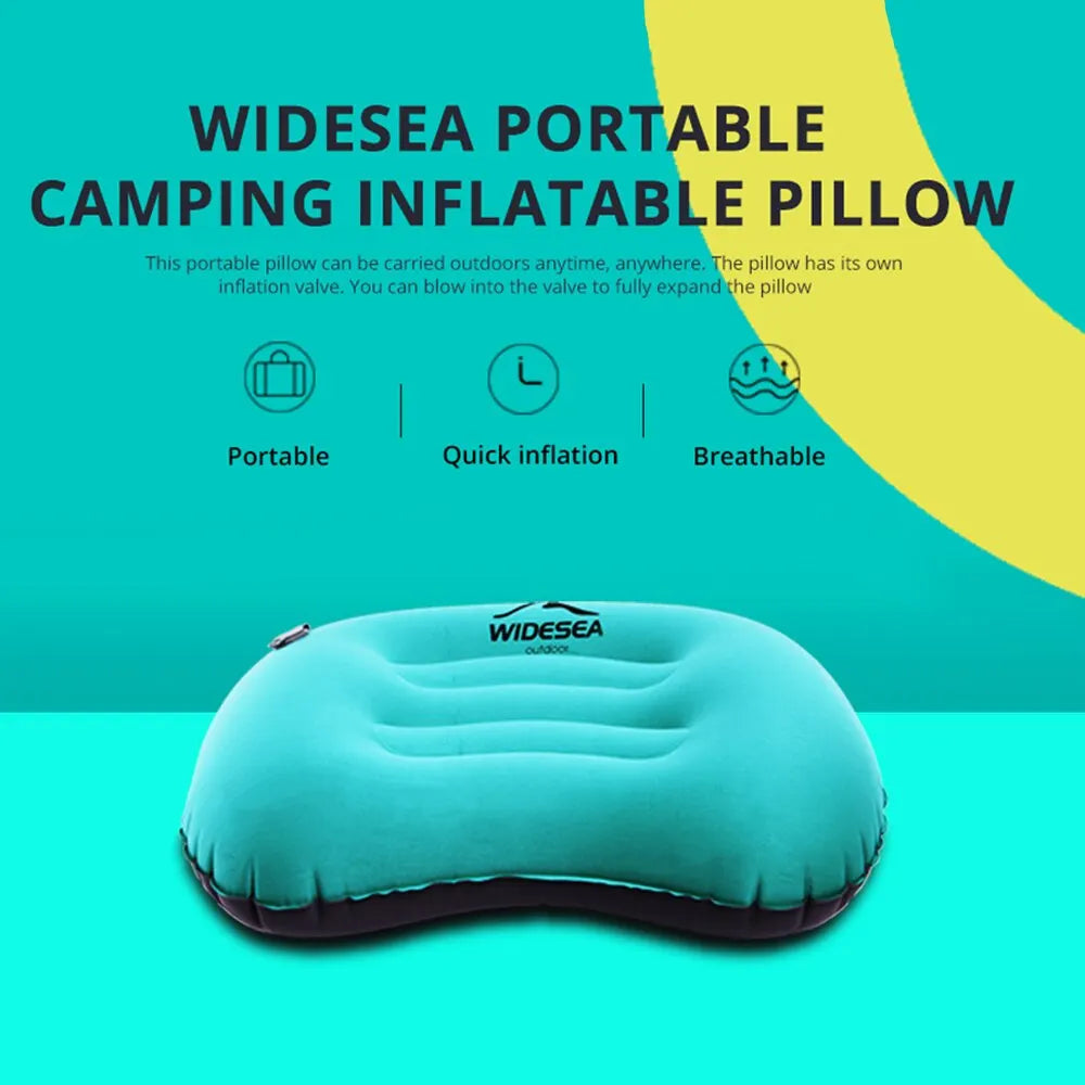 Widesea Portable Inflatable Pillow Camping Equipment Compressible Folding Air Cushion Outdoor Protective Tourism Sleeping Gear