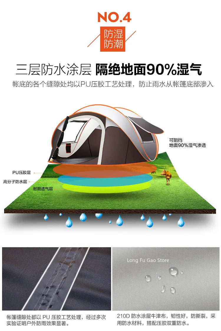 Instant Unfold Rain-Proof Family Tents