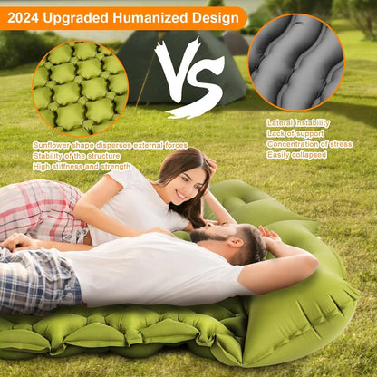 Double Inflatable Sleeping Pad with Pillow