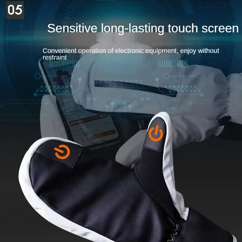 Skiing Snowboarding Gloves 2025 New Men Women Winter Touch Screen Thermal Thick Snow Waterproof Windproof Snowmobile Mittens