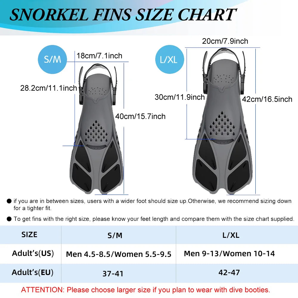 Snorkel Fins with Adjustable Buckles