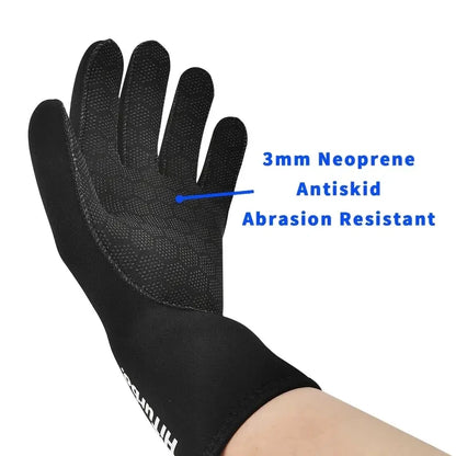 HiTurbo 3mm Neoprene Scuba Gloves Antiskid Abrasion-resistant Five Finger Gloves For Surfing, Kayaking Snorkeling Sailing