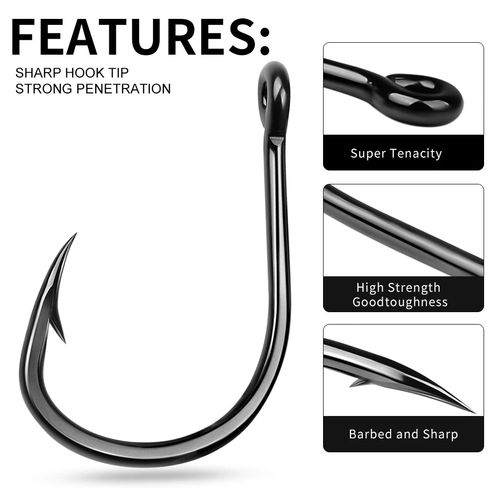 10Pcs/lot High Carbon Steel Fishhook with Barb