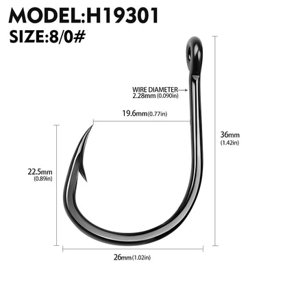 10Pcs/lot High Carbon Steel Fishhook with Barb