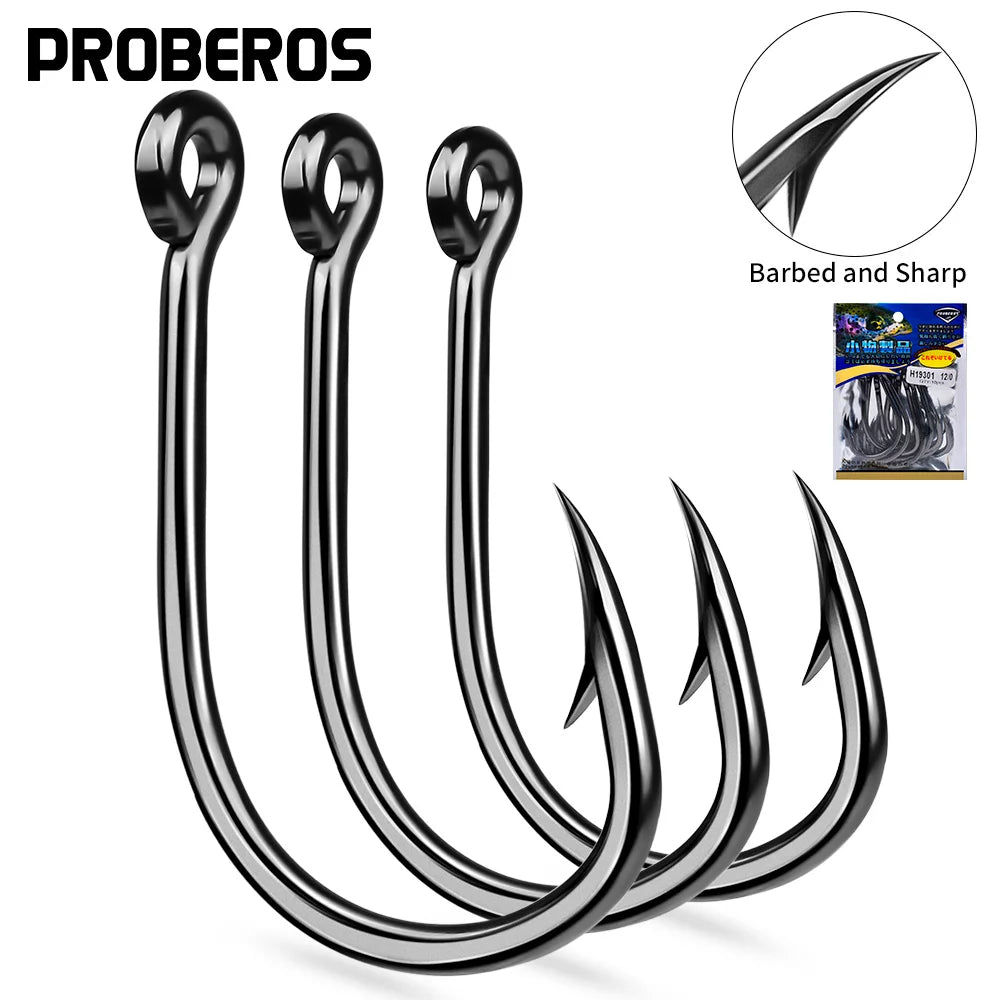 10Pcs/lot High Carbon Steel Fishhook with Barb