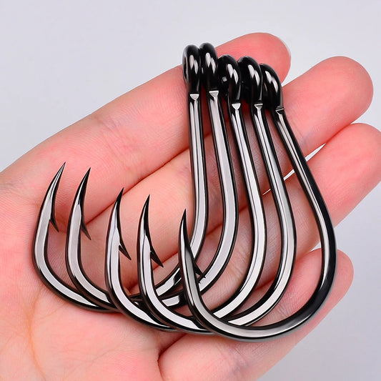 10Pcs/lot High Carbon Steel Fishhook with Barb