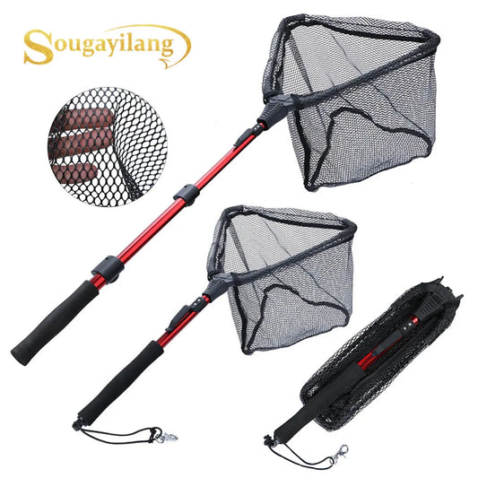 Sougayilang Fishing Tool Net Fishing trackle 75/95/115cm Portable Retractable Folding Fishing Net for Bass Carp Trout Fishing