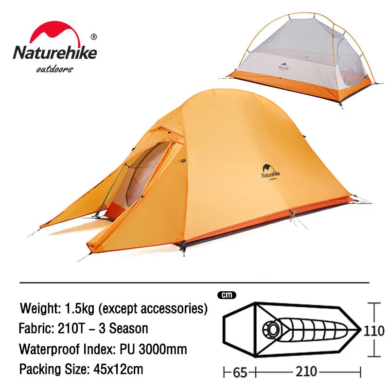 Naturehike Cloud Up 1 2 3 Tent Ultralight 20D Camping Tent Waterproof Outdoor Hiking Travel Cycling Tent Sun Shelter 1-3 People