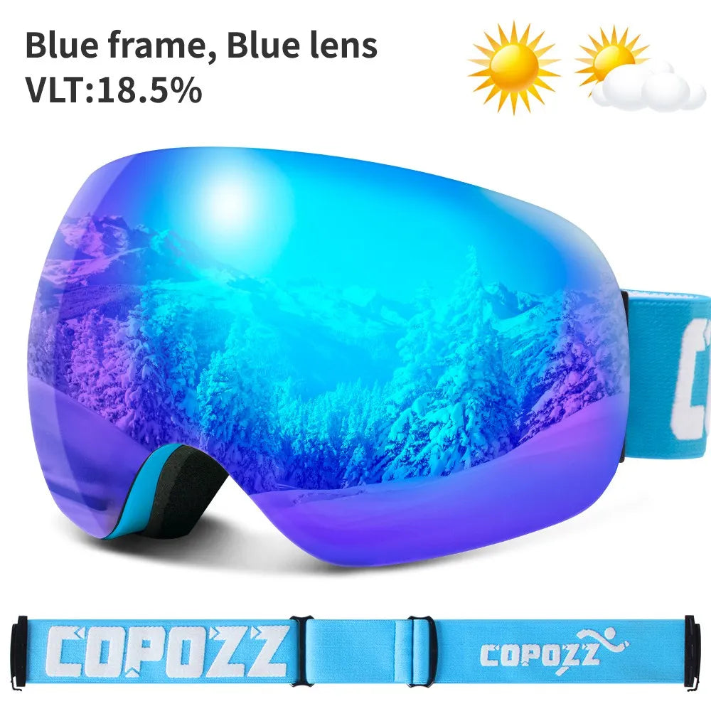 COPOZZ Winter Sports Ski Goggles UV400 Protection Ski Mask Male Female Anti-Fog Big Face Snow Glasses Skiing Snowboard Eyewear