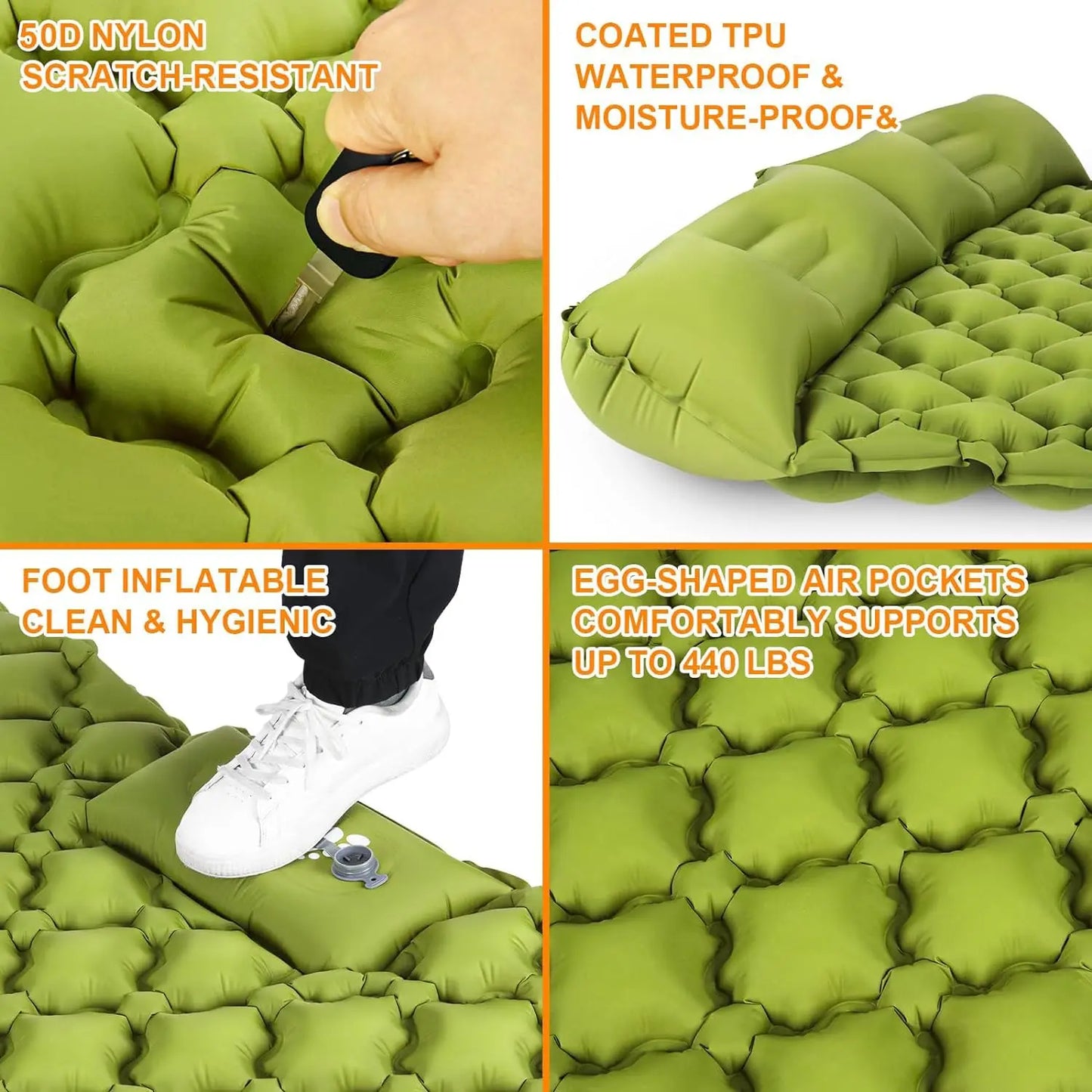 Double Inflatable Sleeping Pad with Pillow