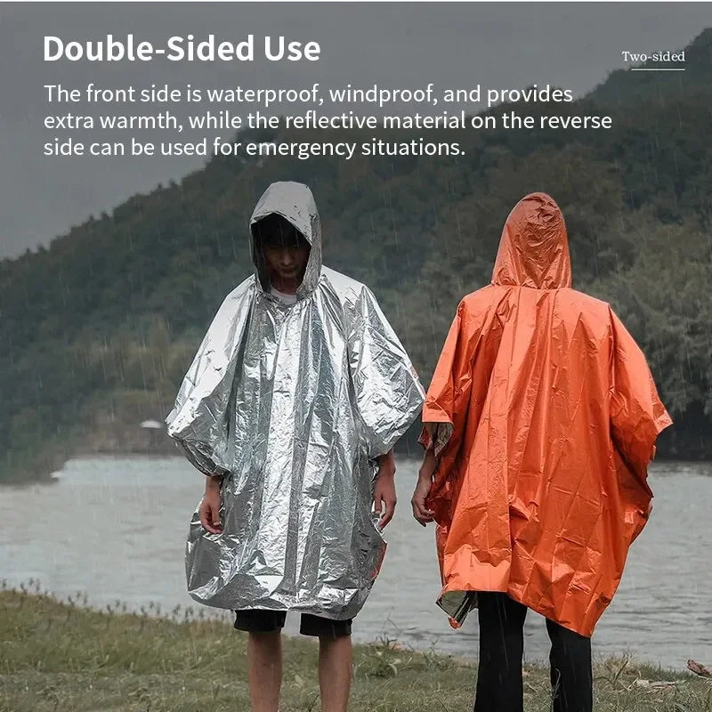 Outdoor Multifunction Raincoat Camping Raincoat Waterproof Survival Emergency Reflective Clothing Camping Gear