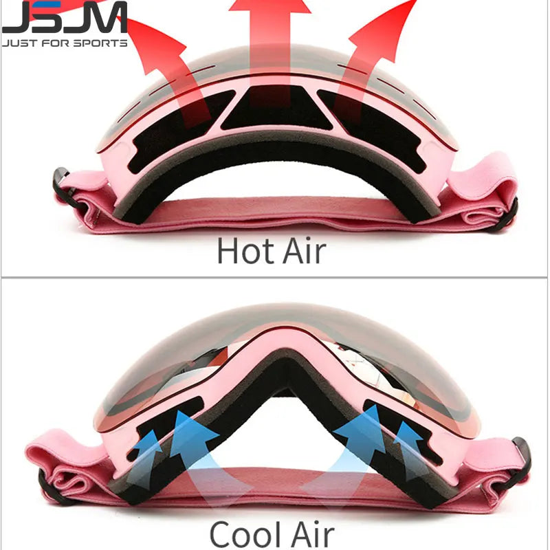 JSJM New Ski Goggles Men Women Double Layers Anti-Fog Big Ski  UV400 Glasses Protection Skiing Winter Snow Snowboard Goggles