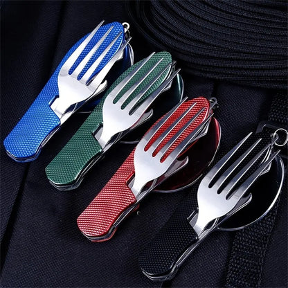 Foldable Camping Utensil Set - Multi-Functional Knife, Fork, Spoon Combo For Outdoor Activities And Sports Camping Picnic Travel