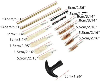 16Pcs/set Tactical Gun Cleaning Kit Universal Handgun Pistol Brass Rod for .22/9mm/.40/357 Caliber Barrel Cleaning Kit