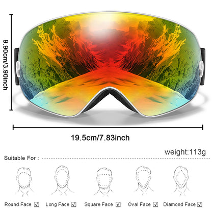 SKI Goggles Anti-Fog Snowboard UV400 Outdoor Sports Snowmobile Ski Mask Men Women glasses with Replacement Lens Free Gifts