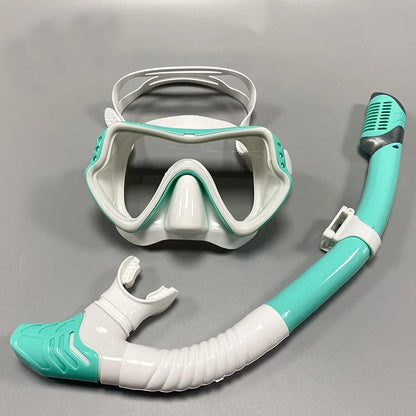 Junhaiins Snorkeling Set Anti-Fog Silicone Tempered Glass Diving Mask, Adult Goggles Leak-Proof Snorkeling Mask for Man