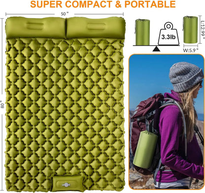 Double Inflatable Sleeping Pad with Pillow