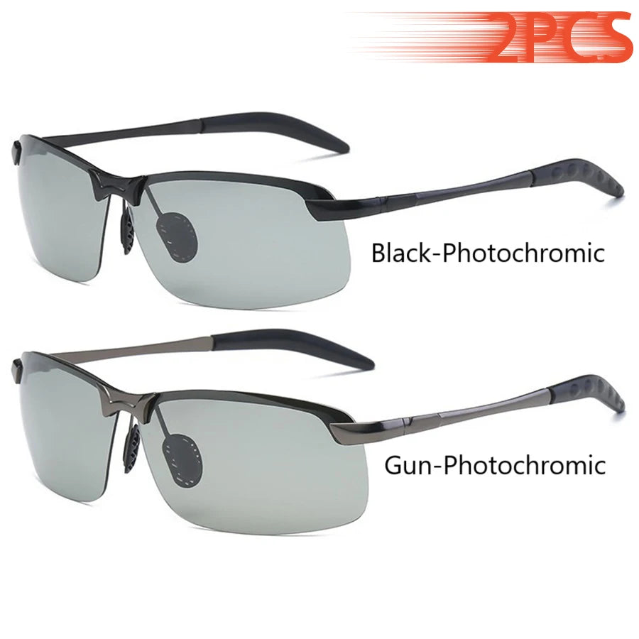 Men Photochromic Polarized Sunglasses Driving Fishing Chameleon Glasses Change Color Sun Glasses Day Night Vision UV400 Eyewear