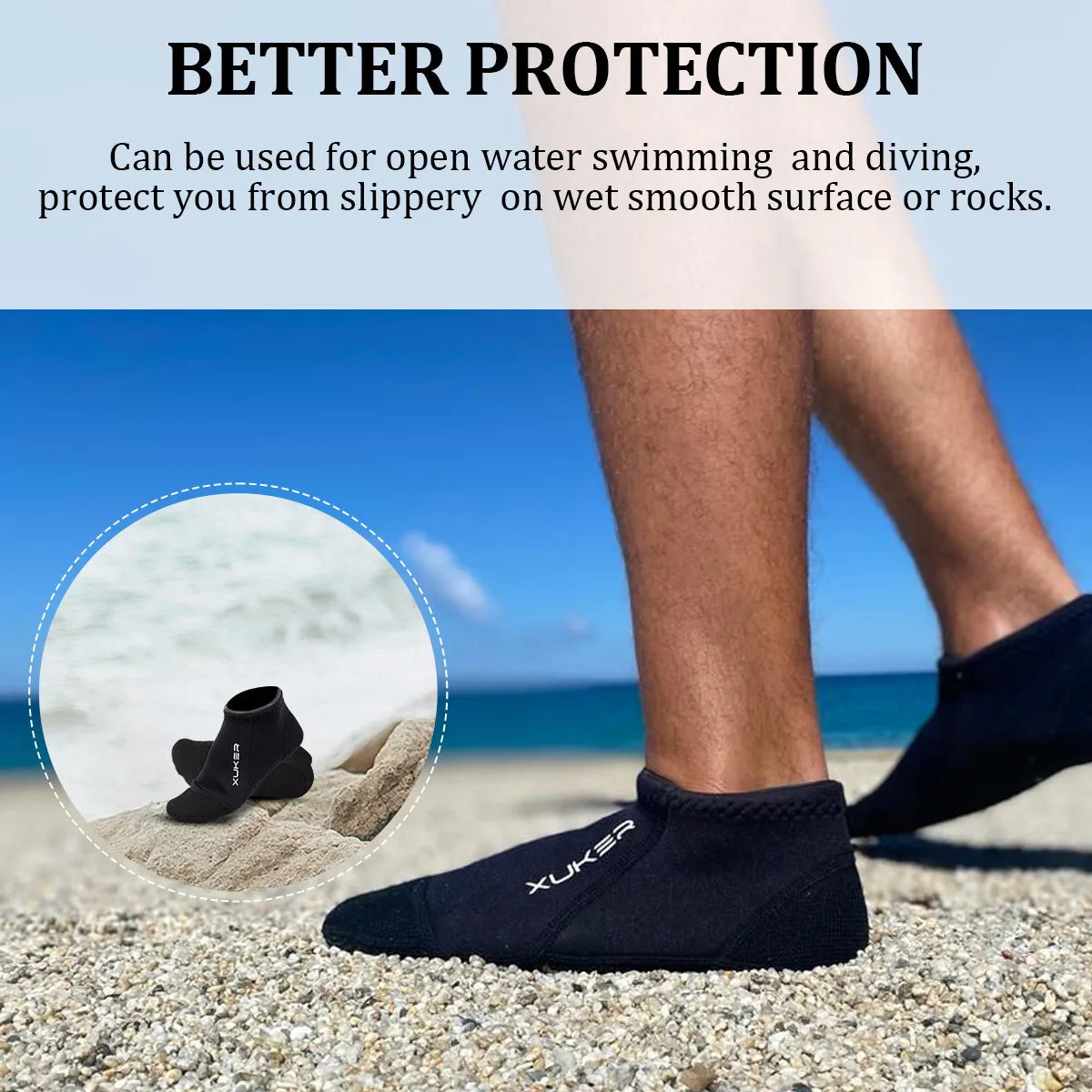 Men's Women's 3mm Neoprene Socks Beach Volleyball Diving Swimming Snorkeling Kayaking Low Cut Water Booties Flatlock Stitches